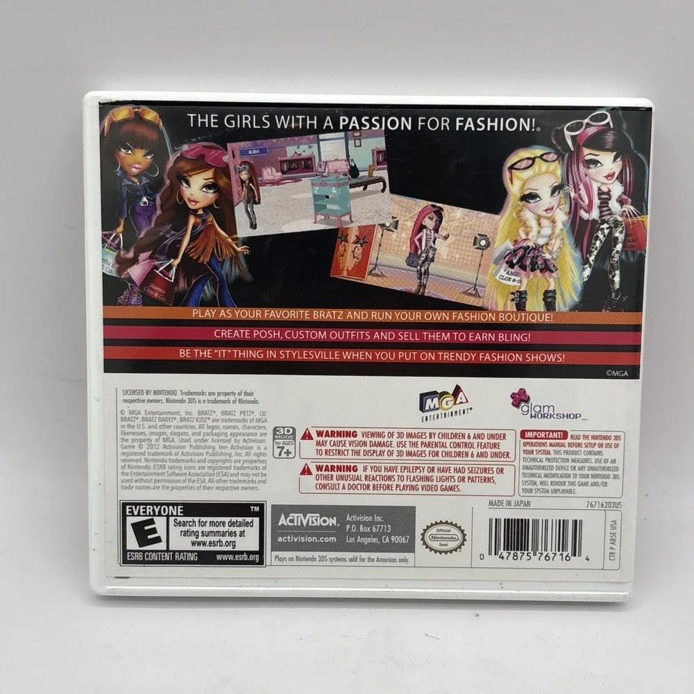 Bratz Fashion Boutique Game For Nintendo 3DS